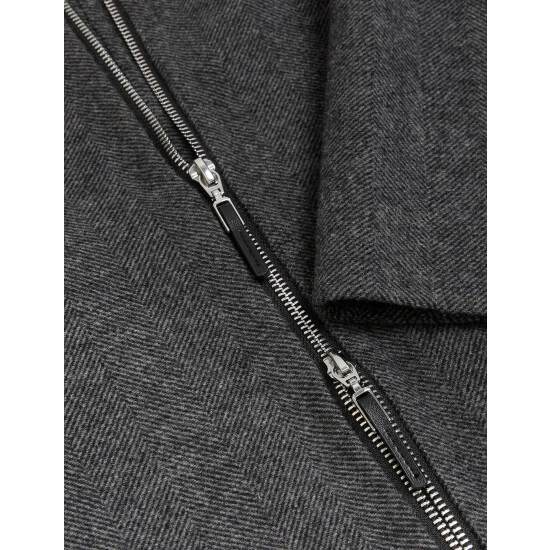 Autograph Wool Blend Herringbone Funnel Neck Coat Women Dark Grey 5 Autograph Wool Blend Herringbone Funnel Neck Coat Women Dark Grey - Image 5