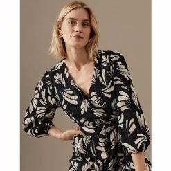 Autograph Jersey Plisse Printed V-Neck Wrap Dress Women Black Mix 12 Autograph Jersey Plisse Printed V-Neck Wrap Dress Women Black Mix -autograph Shop unnamed file 1479