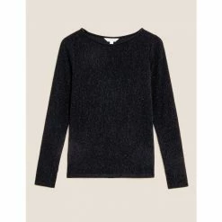 Autograph Sparkly Round Neck Top Women Black