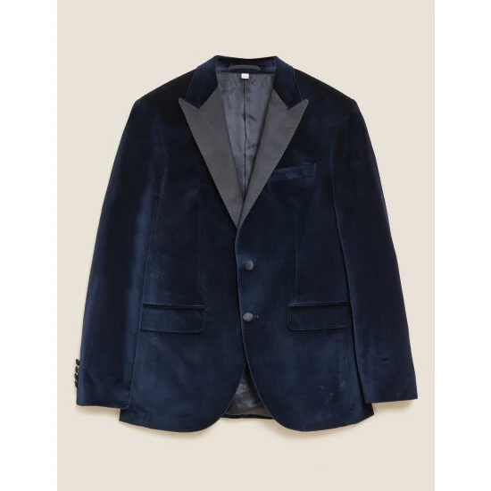 Autograph Pure Cotton Velvet Jacket Men Navy 4 Autograph Pure Cotton Velvet Jacket Men Navy - Image 4