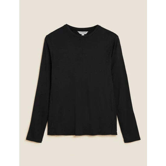 Autograph Round Neck Long Sleeve Top Women Bright Gold 1 Autograph Round Neck Long Sleeve Top Women Bright Gold