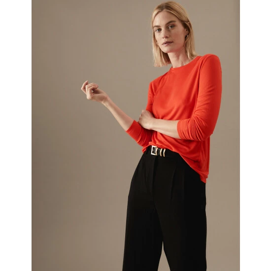 Autograph Round Neck Long Sleeve Top Women Bright Gold 10 Autograph Round Neck Long Sleeve Top Women Bright Gold - Image 10