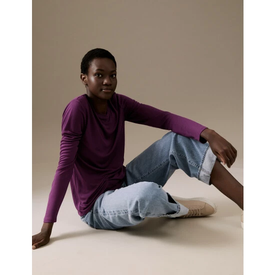 Autograph Round Neck Long Sleeve Top Women Bright Gold 11 Autograph Round Neck Long Sleeve Top Women Bright Gold - Image 11