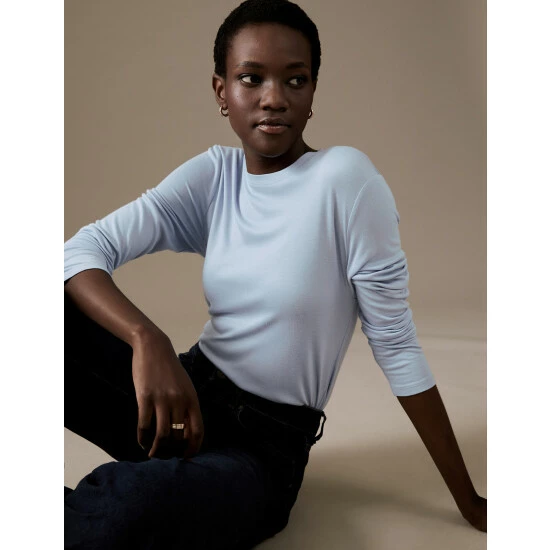 Autograph Round Neck Long Sleeve Top Women Bright Gold 12 Autograph Round Neck Long Sleeve Top Women Bright Gold - Image 12