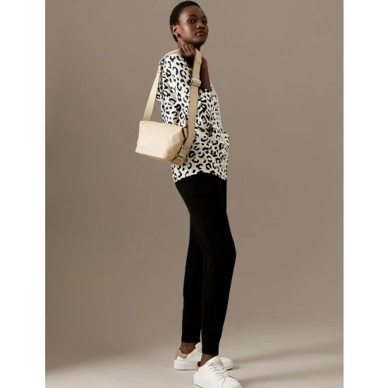 Autograph Pure Cashmere Animal Print Relaxed Hoodie Women Oatmeal Mix 6 Autograph Pure Cashmere Animal Print Relaxed Hoodie Women Oatmeal Mix - Image 6