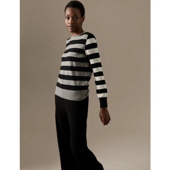 Autograph Pure Cashmere Striped Jumper Women Grey Mix 4 Autograph Pure Cashmere Striped Jumper Women Grey Mix - Image 4