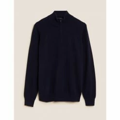 Autograph Pure Cashmere Half Zip Jumper Men Navy