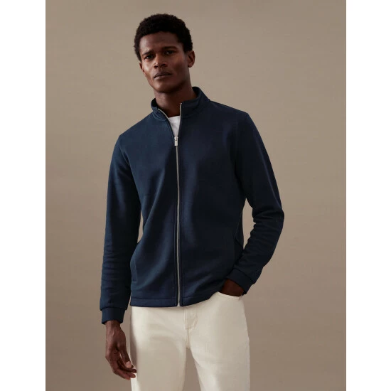 Autograph Cotton Blend Sweatshirt Men Dark Navy 4 Autograph Cotton Blend Sweatshirt Men Dark Navy - Image 4