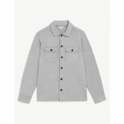 Autograph Cotton Rich Overshirt Men Grey Marl