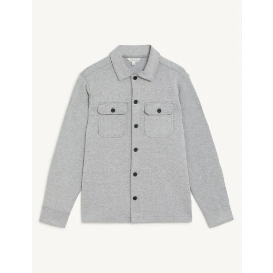 Autograph Cotton Rich Overshirt Men Grey Marl 1 Autograph Cotton Rich Overshirt Men Grey Marl