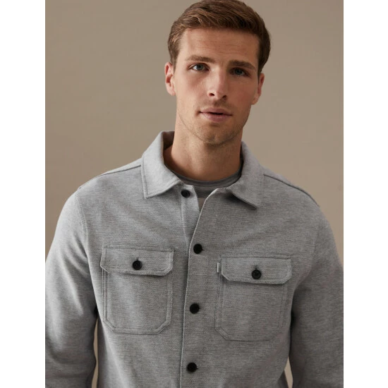 Autograph Cotton Rich Overshirt Men Grey Marl 3 Autograph Cotton Rich Overshirt Men Grey Marl - Image 3