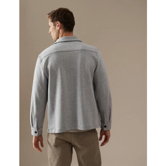 Autograph Cotton Rich Overshirt Men Grey Marl 4 Autograph Cotton Rich Overshirt Men Grey Marl - Image 4