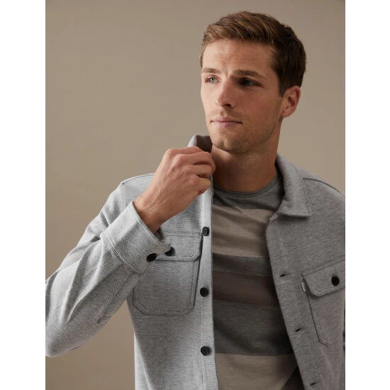 Autograph Cotton Rich Overshirt Men Grey Marl 5 Autograph Cotton Rich Overshirt Men Grey Marl - Image 5