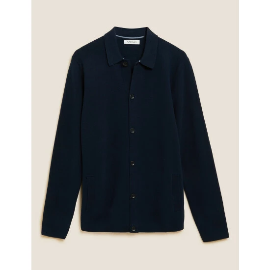 Autograph Premium Cotton Knitted Jacket Men Medium Blue 1 Autograph Premium Cotton Knitted Jacket Men Medium Blue