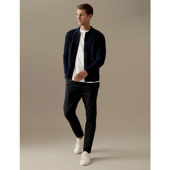 Autograph Premium Cotton Knitted Jacket Men Medium Blue 2 Autograph Premium Cotton Knitted Jacket Men Medium Blue - Image 2