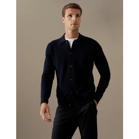 Autograph Premium Cotton Knitted Jacket Men Medium Blue 3 Autograph Premium Cotton Knitted Jacket Men Medium Blue - Image 3