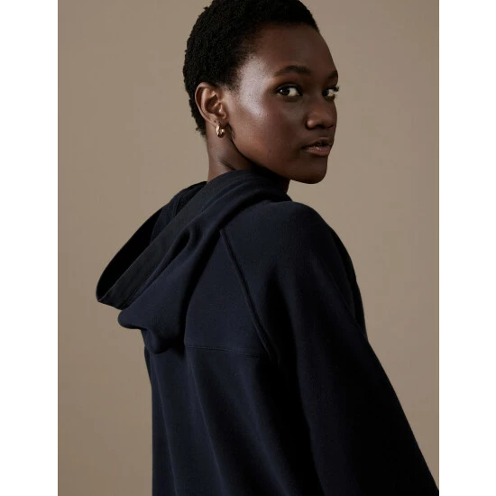 Autograph Cotton Rich Relaxed Hoodie Women Dark Navy 4 Autograph Cotton Rich Relaxed Hoodie Women Dark Navy - Image 4