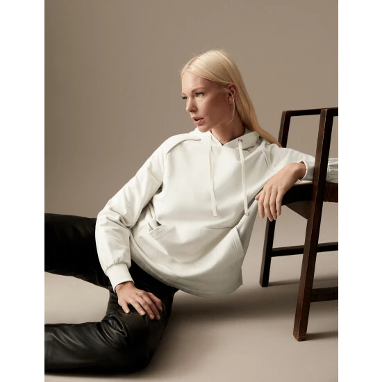 Autograph Cotton Rich Relaxed Hoodie Women Dark Navy 8 Autograph Cotton Rich Relaxed Hoodie Women Dark Navy - Image 8