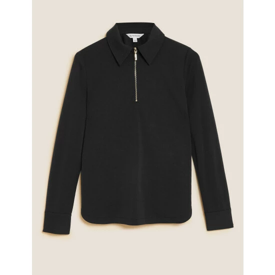 Autograph Modal Rich Collared Long Sleeve Top Women Black/black 1 Autograph Modal Rich Collared Long Sleeve Top Women Black/black