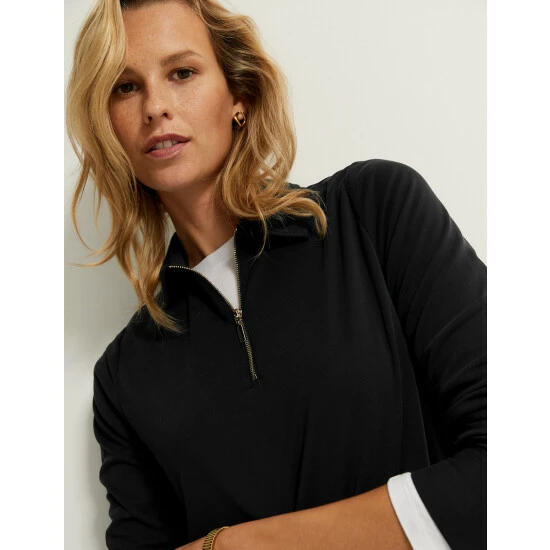 Autograph Modal Rich Collared Long Sleeve Top Women Black/black 3 Autograph Modal Rich Collared Long Sleeve Top Women Black/black - Image 3