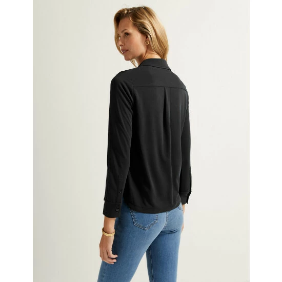 Autograph Modal Rich Collared Long Sleeve Top Women Black/black 4 Autograph Modal Rich Collared Long Sleeve Top Women Black/black - Image 4