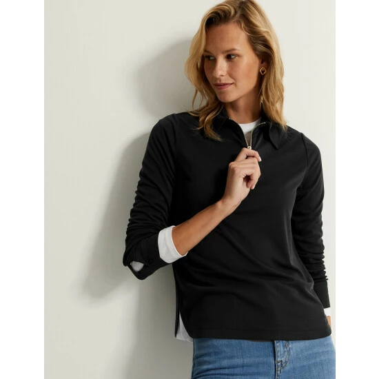 Autograph Modal Rich Collared Long Sleeve Top Women Black/black 5 Autograph Modal Rich Collared Long Sleeve Top Women Black/black - Image 5