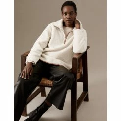 Autograph Textured High Neck Long Sleeve Sweatshirt Women Beige -autograph Shop unnamed file 1664