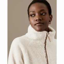 Autograph Textured High Neck Long Sleeve Sweatshirt Women Beige -autograph Shop unnamed file 1665