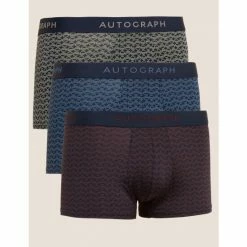 Autograph 3pk Microskin Geometric Hipsters Men Navy Mix