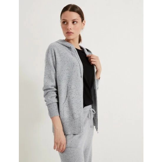 Autograph Pure Cashmere Textured Relaxed Hoodie Women Grey Mix 4 Autograph Pure Cashmere Textured Relaxed Hoodie Women Grey Mix - Image 4