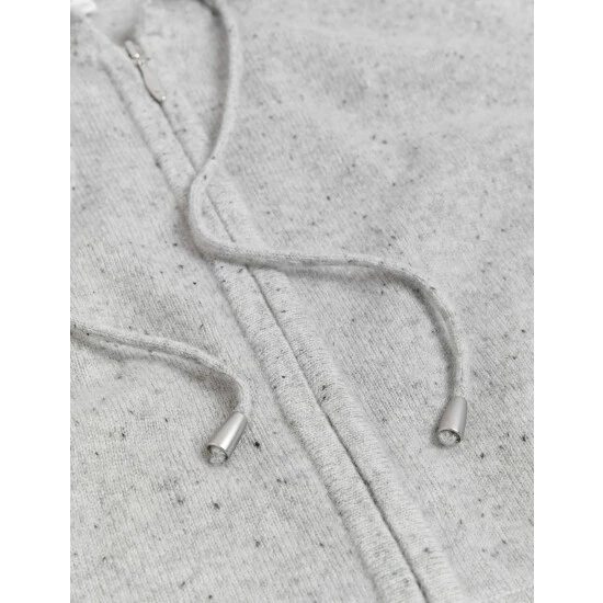 Autograph Pure Cashmere Textured Relaxed Hoodie Women Grey Mix 5 Autograph Pure Cashmere Textured Relaxed Hoodie Women Grey Mix - Image 5