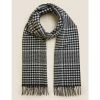 Autograph Pure Wool Dogstooth Scarf Men Black Mix