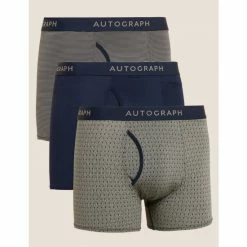 Autograph 3pk Assorted Pattern Trunks Men Navy Mix