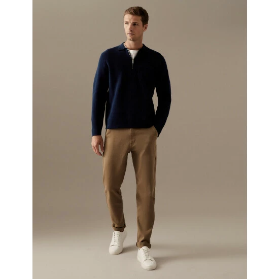 Autograph Premium Cotton Zip Neck Knitted Polo Shirt Men Green 2 Autograph Premium Cotton Zip Neck Knitted Polo Shirt Men Green - Image 2