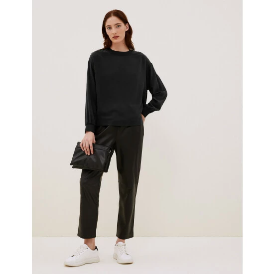 Autograph Premium Pure Silk Long Sleeve Top Women Black 2 Autograph Premium Pure Silk Long Sleeve Top Women Black - Image 2