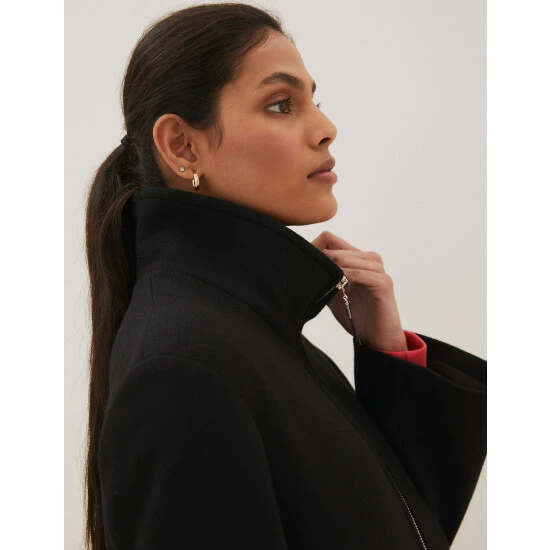 Autograph Wool Rich Funnel Neck Jacket With Cashmere Women Black 7 Autograph Wool Rich Funnel Neck Jacket With Cashmere Women Black - Image 7