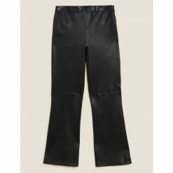 Autograph Leather Flared Cropped Trousers Women Black