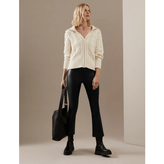 Autograph Leather Flared Cropped Trousers Women Black 5 Autograph Leather Flared Cropped Trousers Women Black - Image 5