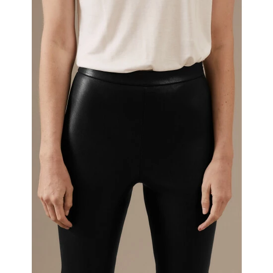 Autograph Leather Flared Cropped Trousers Women Black 6 Autograph Leather Flared Cropped Trousers Women Black - Image 6