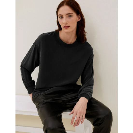 Autograph Premium Pure Silk Long Sleeve Top Women Black 5 Autograph Premium Pure Silk Long Sleeve Top Women Black - Image 5