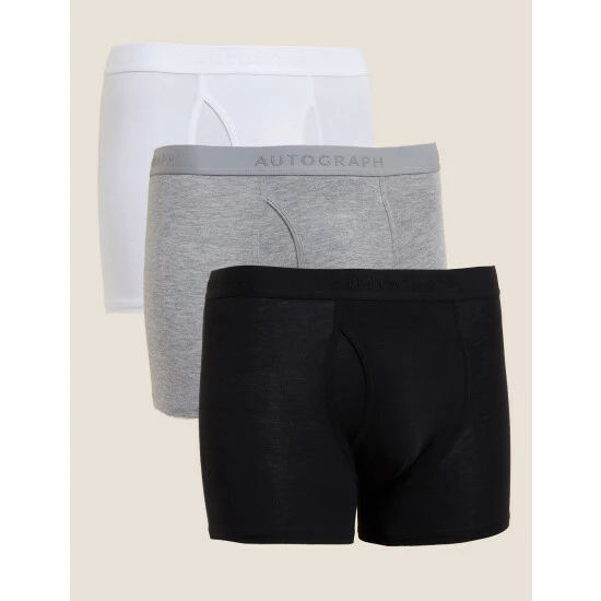 Autograph 3pk Premium Cotton Blend Trunks Men Grey Mix 3 Autograph 3pk Premium Cotton Blend Trunks Men Grey Mix - Image 3