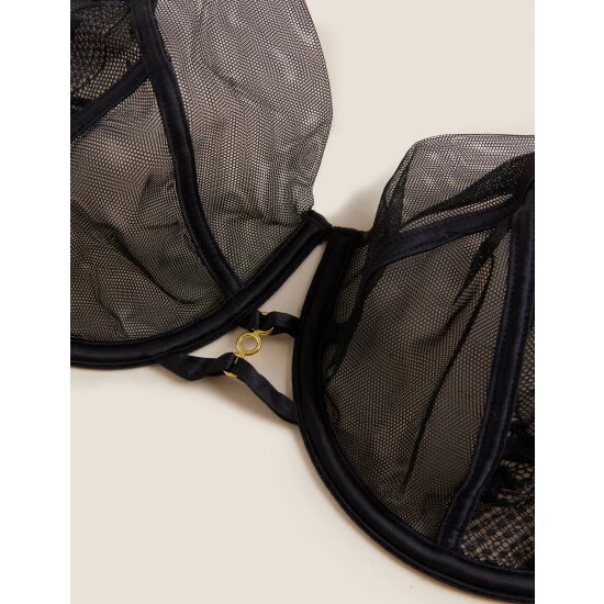 Autograph Lexington Lace & Mesh Wired Full Cup Bra A-E Lingerie Black 4 Autograph Lexington Lace & Mesh Wired Full Cup Bra A-E Lingerie Black - Image 4