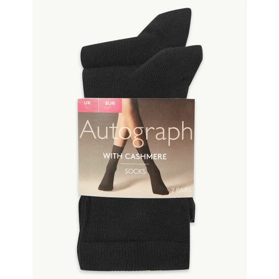 Autograph 2pk Socks With Cashmere Lingerie Black 1 Autograph 2pk Socks With Cashmere Lingerie Black