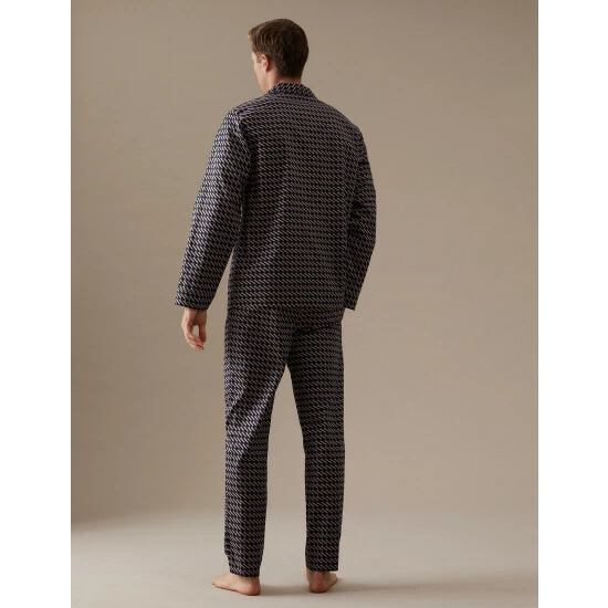 Autograph Premium Cotton Geo Print Pyjama Bottoms Men Navy Mix 5 Autograph Premium Cotton Geo Print Pyjama Bottoms Men Navy Mix - Image 5