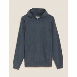 Autograph Pure Cashmere Knitted Hoodie Men Black