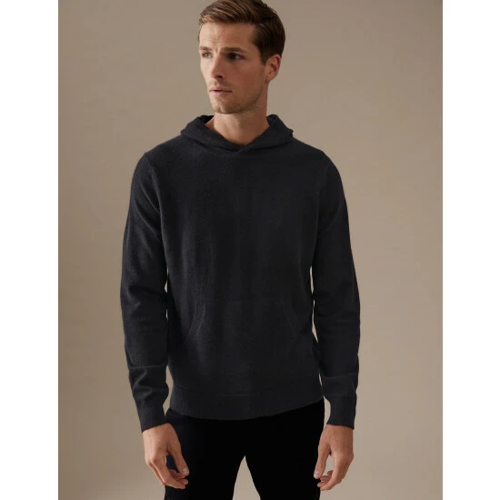 Autograph Pure Cashmere Knitted Hoodie Men Black 8 Autograph Pure Cashmere Knitted Hoodie Men Black - Image 8