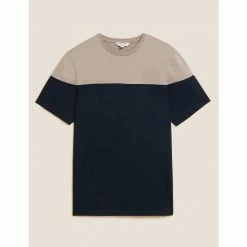 Autograph Premium Cotton Colour Block T-Shirt Men Navy Mix