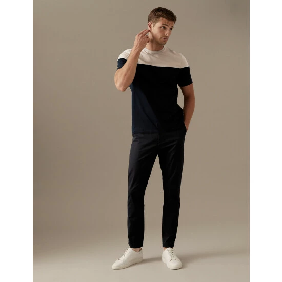 Autograph Premium Cotton Colour Block T-Shirt Men Navy Mix 3 Autograph Premium Cotton Colour Block T-Shirt Men Navy Mix - Image 3