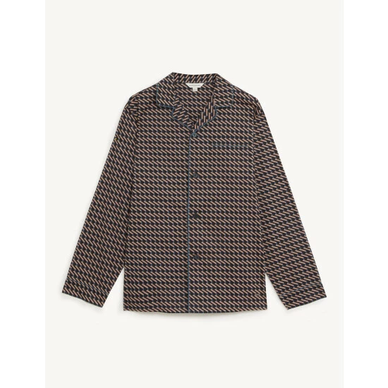 Autograph Premium Cotton Rich Geo Print Pyjama Top Men Navy Mix 1 Autograph Premium Cotton Rich Geo Print Pyjama Top Men Navy Mix