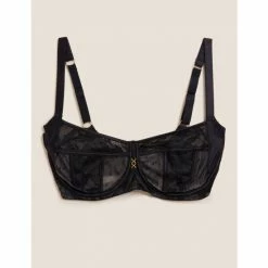 Autograph Lexington Lace & Mesh Wired Minimiser Bra C-G Lingerie Black